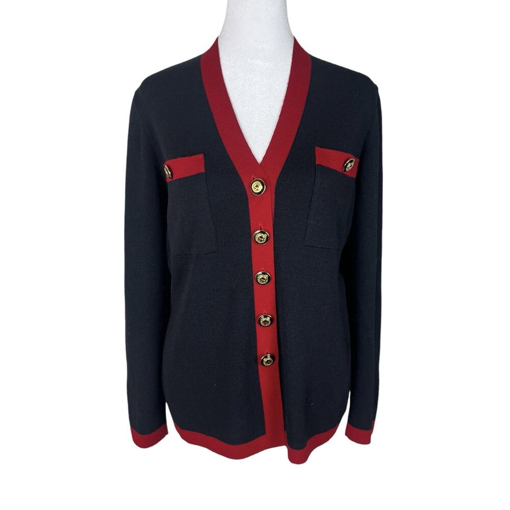 St. John Collection Santana Knit Classic Cardigan Upscale Minimalist Size Small
